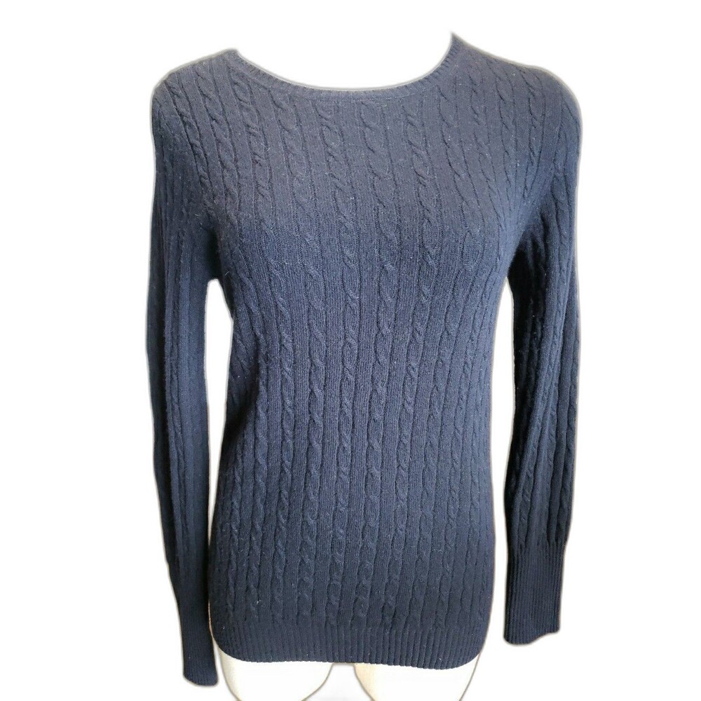 J. Crew Sweater Women’s Sz. M Wool Cashmere Blend Cable Knit Black Long Sleeve